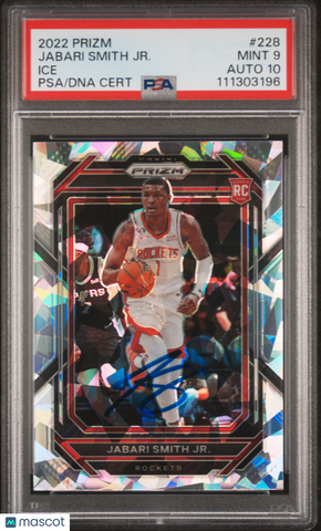 2022 Panini Prizm #228 Jabari Smith JR. Ice signed card PSA 9 Auto 10