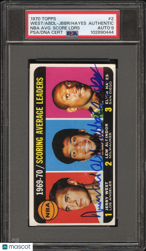 1970 Topps #1 Kareem Abdul-Jabbar Jerry West Elvin Hayes Signed Card PSA Auto 9