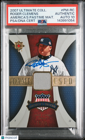 2007 Ultimate Collection #PM-RC 56/75 Roger Clemens  Signed Card Auto 10 PSA Yan