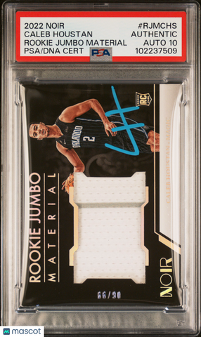 2022 Panini Noir Rookie Jumbo Material #RJMCHS Caleb Houstan PSA A Auto 10