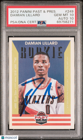 2012 Panini Past & Present #249 Damian Lillard signed card PSA 10 Auto 10
