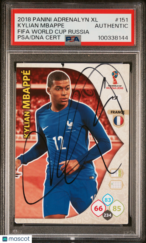 2018 Panini Adrenalyn XL World Cup Russia #151 Kylian Mbappe Signed Card PSA Aut