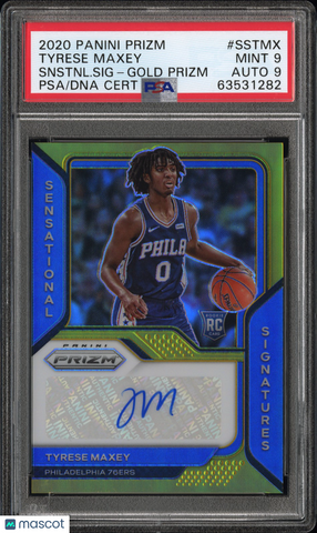 2020 Panini Prizm SNSTNL Sig Snstnl SIG GLD PRZ #SSTMX Tyrese Maxey Card PSA 9