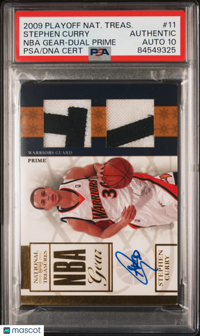 2009 Playoff National Treasures NBA Gear #11 Stephen Curry signed PSA A Auto 10