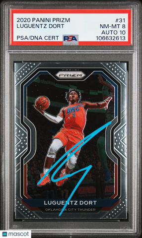 2020 Panini Prizm #31 Luguentz Dort signed card PSA 8 Auto 10