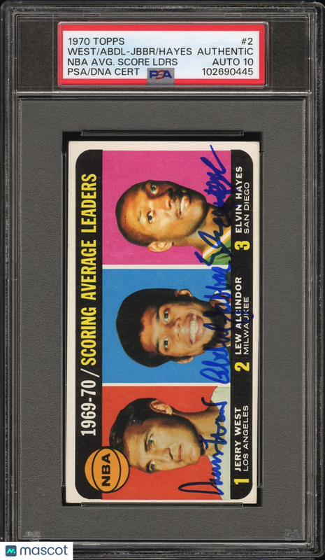 1970 Topps #1 Kareem Abdul-Jabbar Jerry West Elvin Hayes Signed Card PSA Auto 10