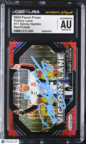 2024 Panini Prizm #17 Denny Hamlin Red Pulsar Victory Lane signed card CGC Authentic JSA Auto 10
