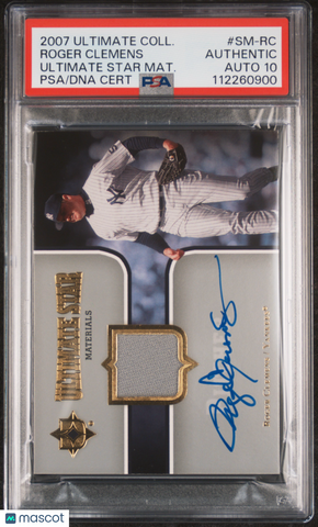 2007 Ultimate Collection Ult Star Mats #SM-RC Roger Clemens signed PSA A Auto 10