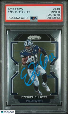 2021 Panini Prizm #243 Ezekiel Elliott signed card PSA 9 Auto 10