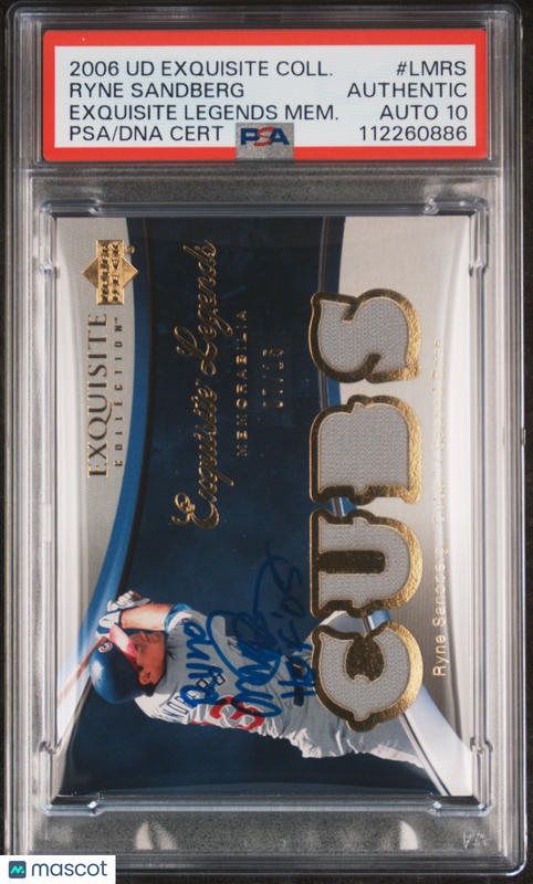 2006 UD Exq Coll Exq Lgnds Mem #LMRS Ryne Sandberg 07/15 card PSA A Auto 10