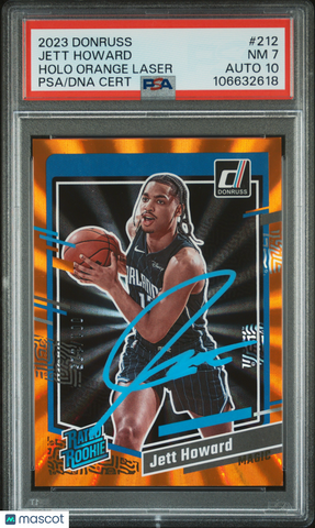2023 Panini Donruss #212 Jett Howard Holo Orange Laser signed card PSA 7 Auto 10