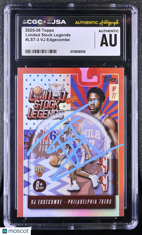 2025-26 Topps #LST-3 Limited Stock Legends VJ Edgecombe Signed Card CGC JSA Auth
