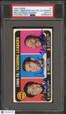 1970 Topps #1 Kareem Abdul-Jabbar Jerry West Elvin Hayes Signed Card PSA Auto 9