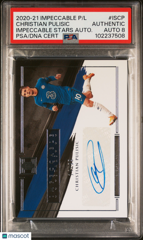 2020 Panini Impeccable Premier League #ISCP 14/99 Christian Pulisic PSA Auto 8