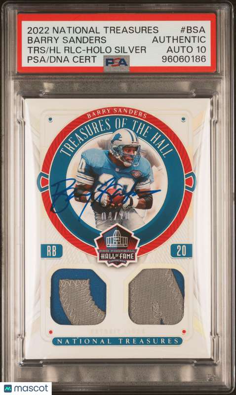 2022 National Treasures Treasures of the Hall Relics TRS/HL RLC-HOLO Silver #BSA Barry Sanders Signed Card AUTO 10 Slabbed Lions