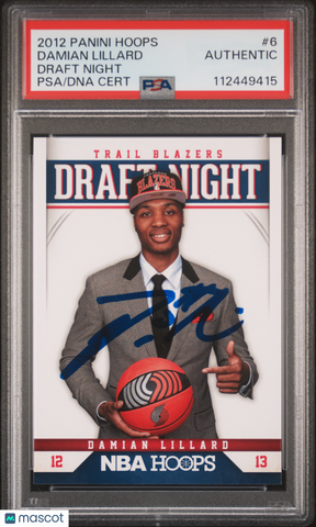 Damian Lillard 2012 Panini Hoops Draft Night #6 Signed Card PSA Auto Autographed