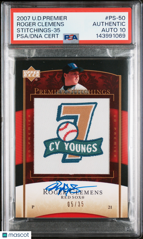 2007 Upper Deck Premier #PS-50 05/35 Roger Clemens Signed Card Auto 10 PSA Red S