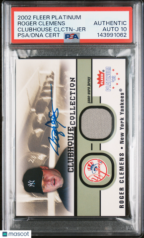 2002 Fleer Platinum Clubhouse Coll. Roger Clemens Signed Card Auto 10 PSA Yankee