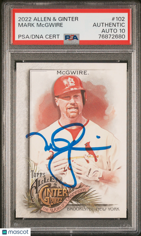 2022 Topps Allen & Ginter #102 Mark Mcgwire PSA A Auto 10