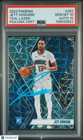 2023 Panini Phoenix #252 Jett Howard Teal Lazer signed card PSA 10 Auto 10