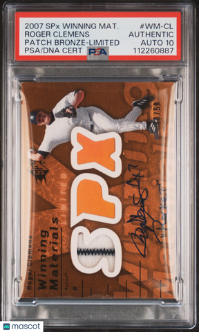 2007 SPX Winning Mats Brnz Lmtd 40/50 #WM-CL Roger Clemens signed PSA A Auto 10