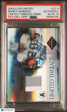 Barry Sanders 2004  Limited Limited Threads Prime#LT-9 Signed Card PSA Auto 10