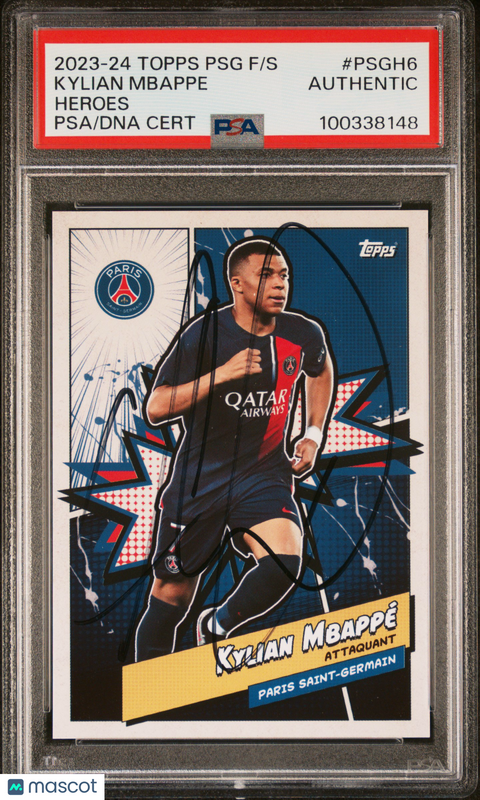 2023 Topps PSG Fan Set Heroes #PSGH6 Kylian Mbappe Signed Card PSA Auto