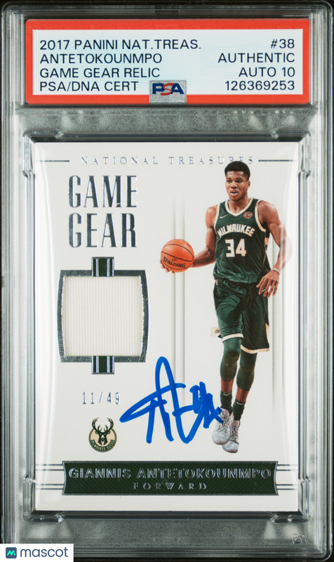Giannis Antetokounmpo 2017 National Treasures #38 11/49 Signed Card PSA Auto 10