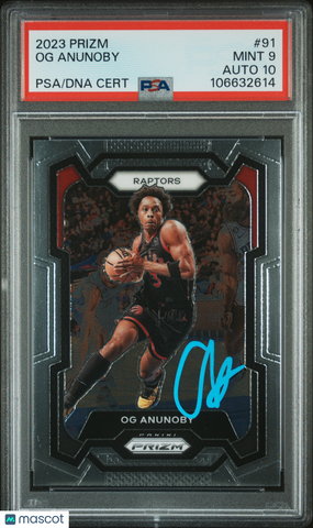 2023 Panini Prizm #91 Og Anunoby signed card PSA 9 Auto 10