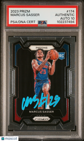 2023 Panini Prizm #174 Marcus Sasser PSA A Auto 10