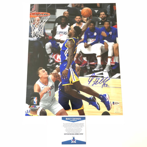 Jordan Bell signed 11x14 photo BAS Beckett Golden State Warriors Autographed