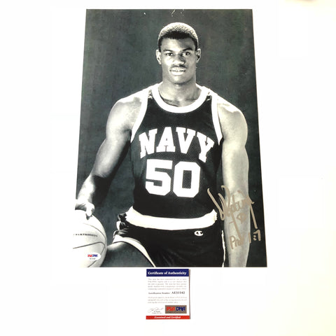 David Robinson signed 12x18 photo PSA/DNA San Antonio Spurs Autographed Navy