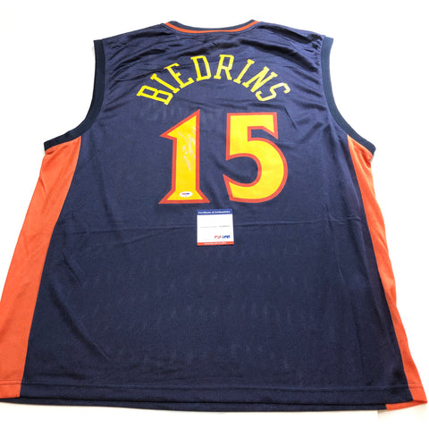 Andris Biedrins signed jersey PSA/DNA Golden State Warriors Autographed