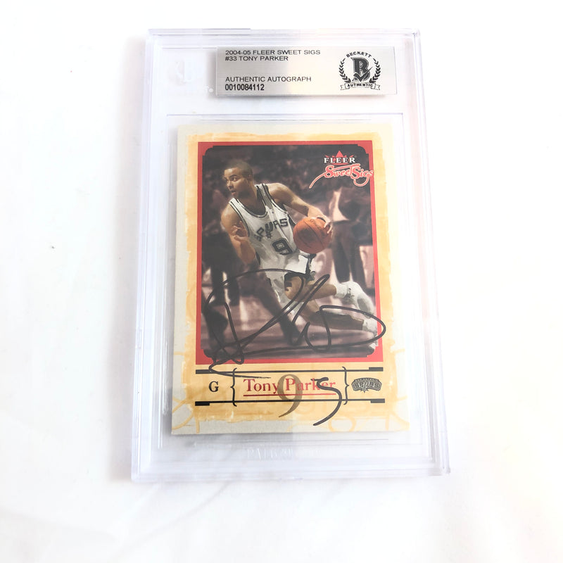 2003-04 Fleer Sweet Sigs Tony Parker Signed AUTO #33 BAS BGS Beckett Slabbed Autographed