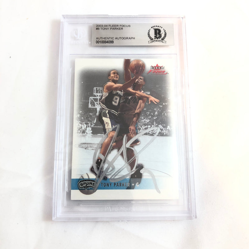 2003-04 Fleer Focus Tony Parker Signed AUTO #8 BAS BGS Beckett Slabbed Autographed