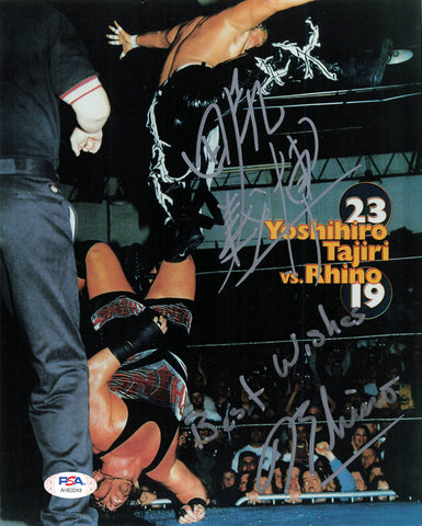 Tajiri Rhyno signed 8x10 photo PSA/DNA COA WWE Autographed Wrestling