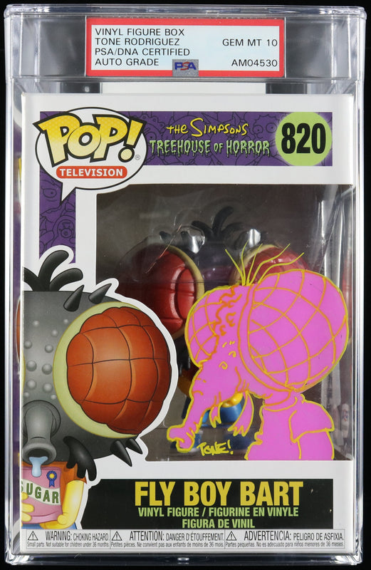 Tone Rodriguez Signed Funko Pop #820 PSA/DNA Encapsulated The Simpsons Fly Boy Bart Auto 10