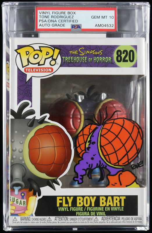 Tone Rodriguez Signed Funko Pop #820 PSA/DNA Encapsulated The Simpsons Fly Boy Bart Auto 10
