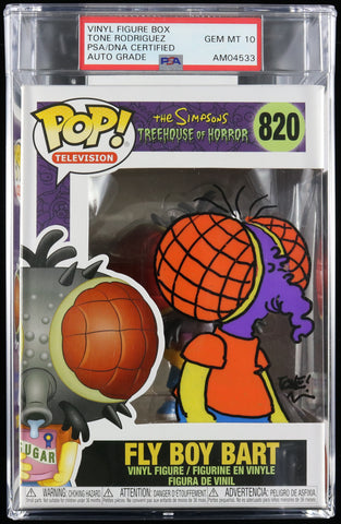Tone Rodriguez Signed Funko Pop #820 PSA/DNA Encapsulated The Simpsons Fly Boy Bart Auto 10