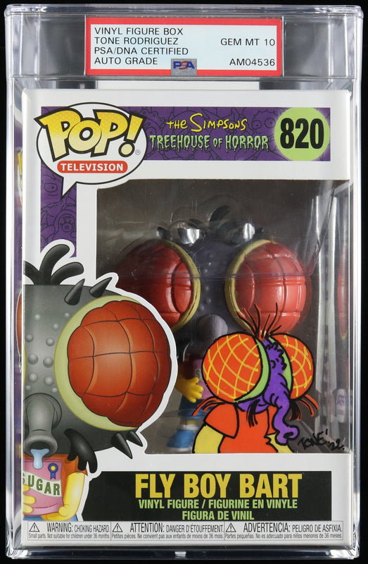 Tone Rodriguez Signed Funko Pop #820 PSA/DNA Encapsulated The Simpsons Fly Boy Bart Auto 10