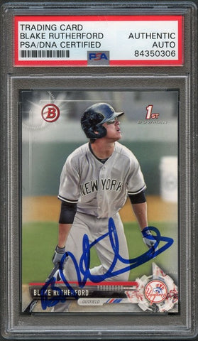 2017 Bowman 1st BCP121 Blake Rutherford Signed Card PSA Slabbed Auto Yankees
