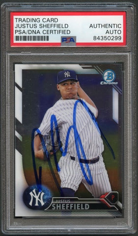 2016 Bowman Draft Chrome #BD125 Justus Sheffield Signed Card PSA Slabbed Auto Yankees