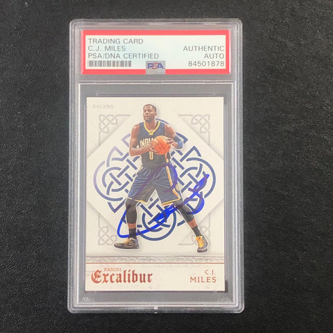 2015-16 Panini Excalibur #64 C.J. Miles Signed Card PSA Slabbed Pacers