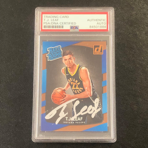 2017-18 Donruss Rated Rookie #183 TJ Leaf Signed Card AUTO PSA Slabbed RC Pacers