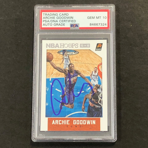 2015-16 NBA Hoops #38 Archie Goodwin Signed Card AUTO 10 PSA Slabbed Suns