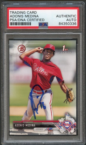 2017 Bowman #BP104 ADONIS MEDINA Signed Card PSA Slabbed Auto Phillies