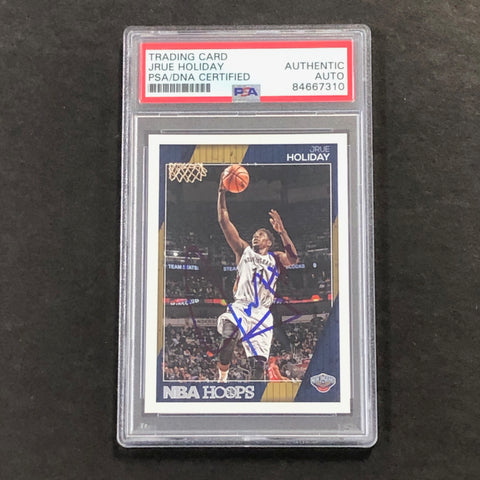 2016-17 NBA HOOPS #102 Jrue Holiday Signed Card AUTO PSA Slabbed Pelicans