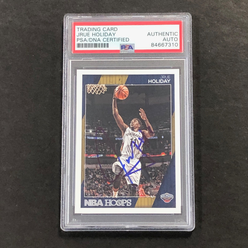 2016-17 NBA HOOPS #102 Jrue Holiday Signed Card AUTO PSA Slabbed Pelicans