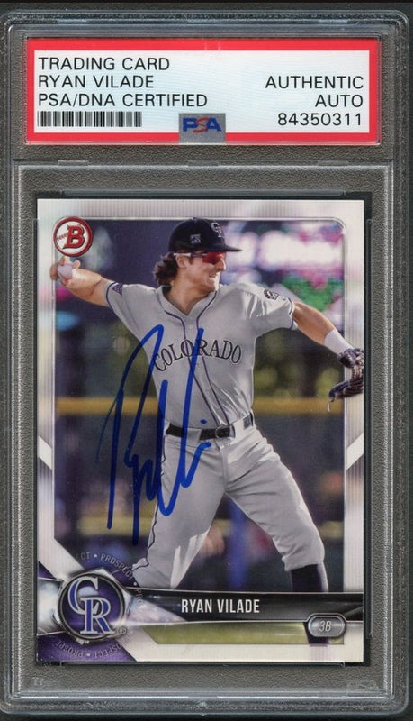 2018 Bowman #BP92 Ryan Vilade Signed Card PSA Slabbed Auto Rockies