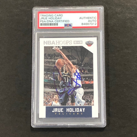 2015-16 NBA Hoops #12 Jrue Holiday Signed Card AUTO PSA Slabbed New Orleans Pelican
